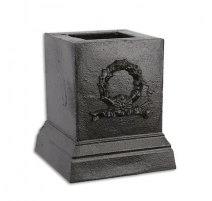Socle carré en fonte noire "Couronne de lauriers"