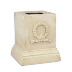 Socle carré en fonte blanche "Couronne de lauriers