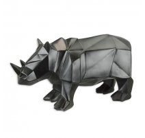 Rhinocéros polygonal en résine noire