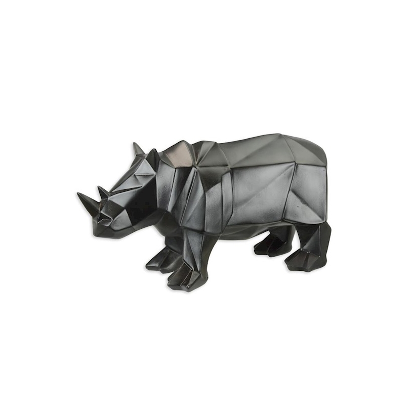 Rhinocéros polygonal en résine noire