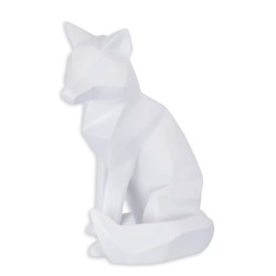 Renard polygonal en résine blanche