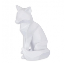 Renard polygonal en résine blanche