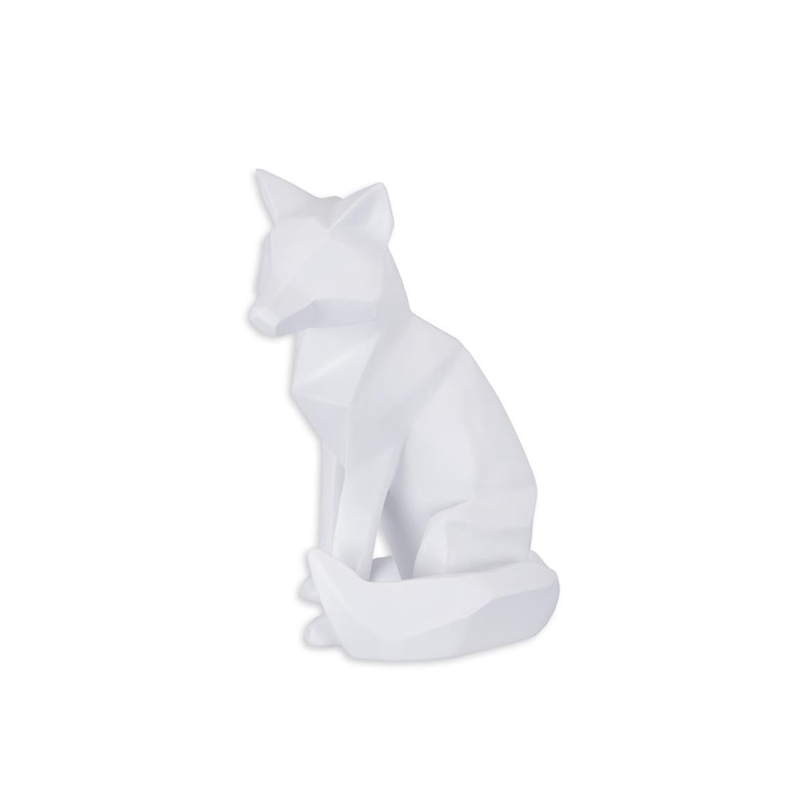 Renard polygonal en résine blanche