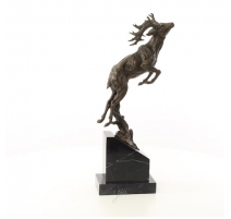 Bronze Cerf bondissant, socle en marbre noir