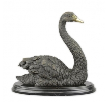 Bronze Cygne, socle en marbre noir