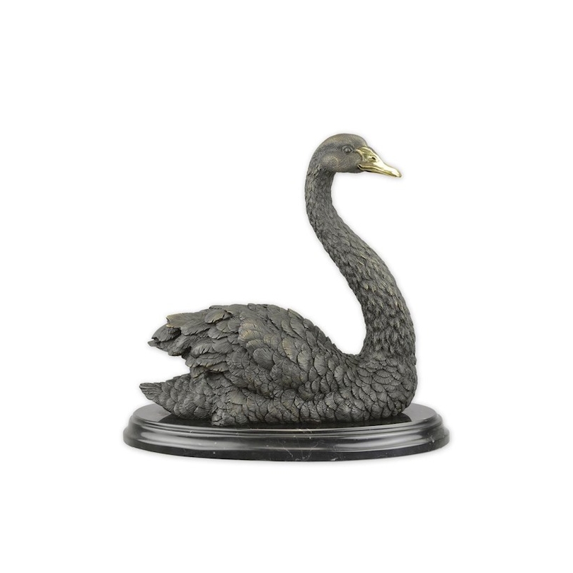 Bronze Cygne, socle en marbre noir