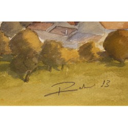 Aquarelle "Village romand" signé R ZAHND 83