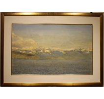 Aquarelle "Lac Léman" signé R ZAHND