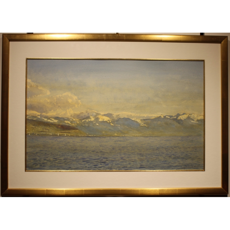 Aquarelle "Lac Léman" signé R ZAHND