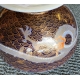 Bol à fond bleu, décor doré avec dragon