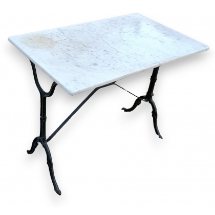 Table de bistrot plateau en marbre blanc