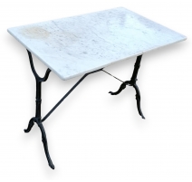 Table de bistrot plateau en marbre blanc