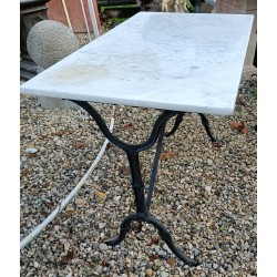 Bistro table with a white marble top