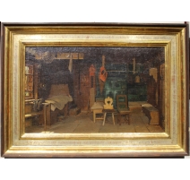 Tableau "Scène d'intérieur" signé AP 12. Juli 54