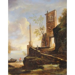 Paire de tableaux \"Paysages\" signés CALZOLARI