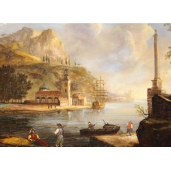 Paire de tableaux \"Paysages\" signés CALZOLARI
