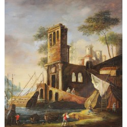 Paire de tableaux \"Paysages\" signés CALZOLARI