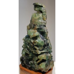 Grande boite en jade sculpté décor oiseau et fleur