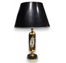 Lampe sablier en laiton et verre