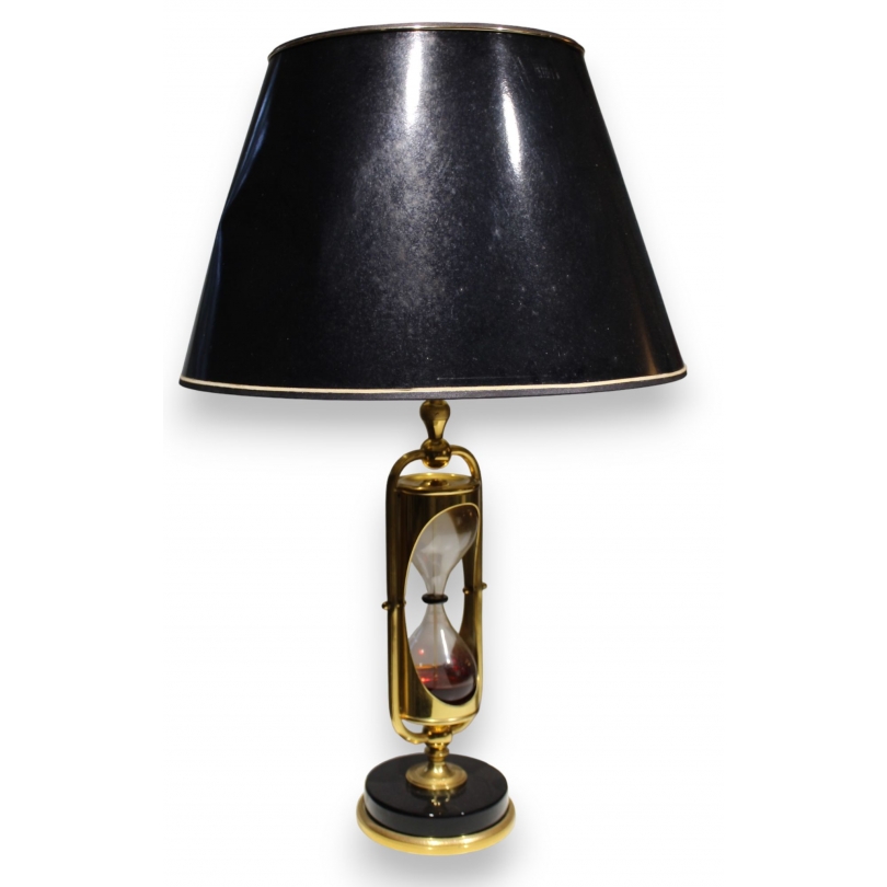 Lampe sablier en laiton et verre