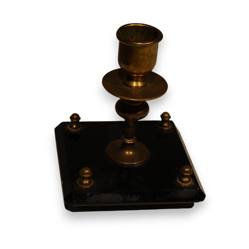 Brass and black glass candle holder