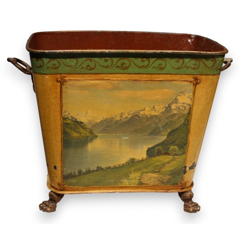 Rectangular wastepaper bin made of painted sheet metal
