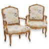 Paire de fauteuils Louis XV à la reine