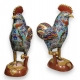 Paire de coqs cloisonnés