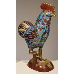 Paire de coqs cloisonnés