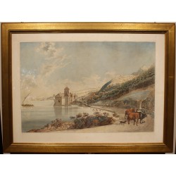 Etching of ‘Chillon Castle’ by JOYEUX