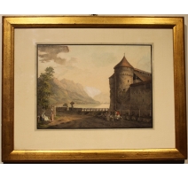 Gravure "Chateau de Chillon" par LOCHER