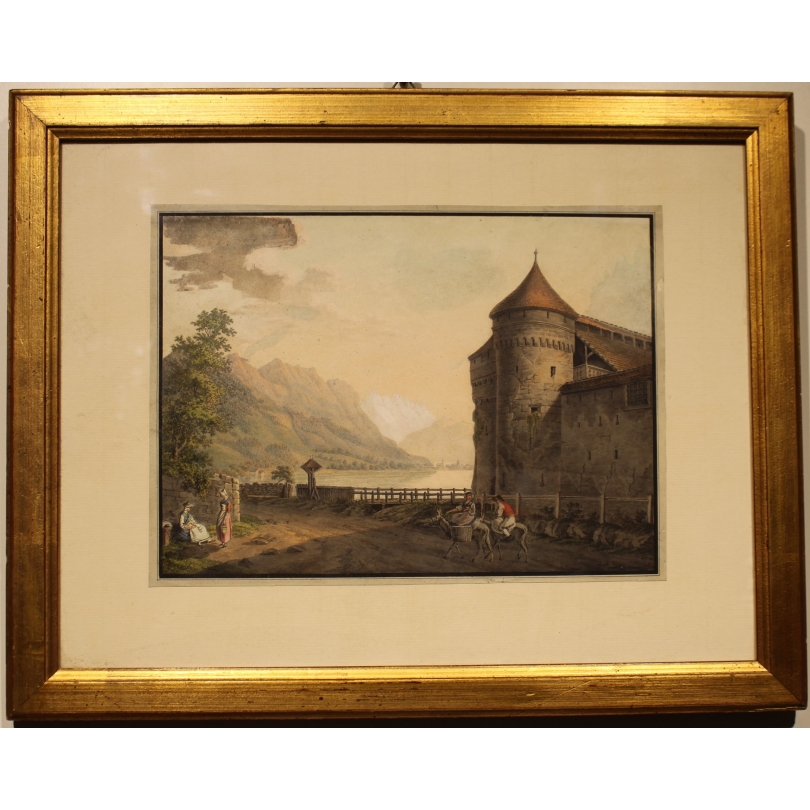 Gravure "Chateau de Chillon" par LOCHER