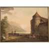 Engraving of ‘Chillon Castle’ by LOCHER