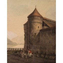 Engraving of ‘Chillon Castle’ by LOCHER