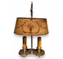 Lampe bouillotte en tôle peinte et bronze argenté