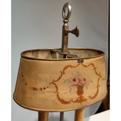 Lampe bouillotte en tôle peinte et bronze argenté