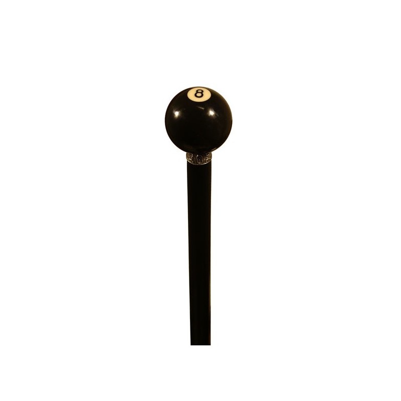 Cue with a '8' billiards ball pommel