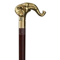 "Elephant" brass-knobbed collapsible walking stick