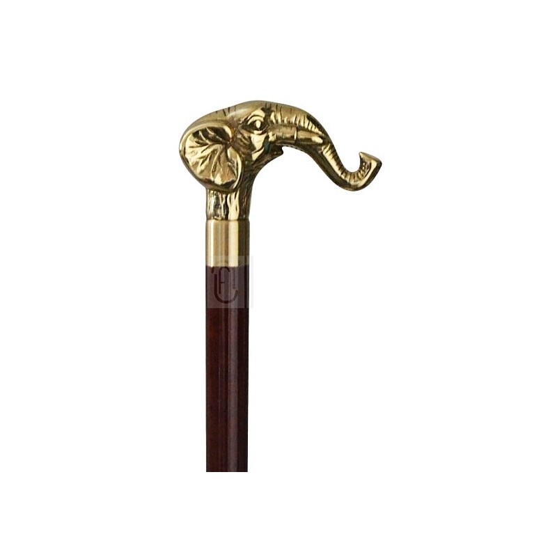 "Elephant" brass-knobbed collapsible walking stick