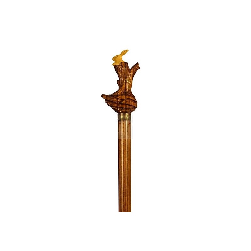 "Lapin" walking stick with a mongoy and boxwood handle