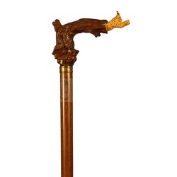 "Lynx" walking stick with a mongoy and boxwood handle