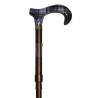 Folding walking stick in bronze with a tartan handle