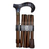 Folding walking stick in bronze with a tartan handle
