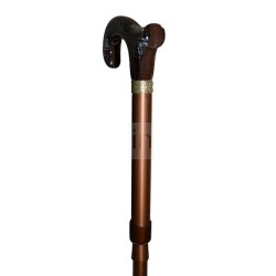 Folding walking stick in bronze with a tartan handle