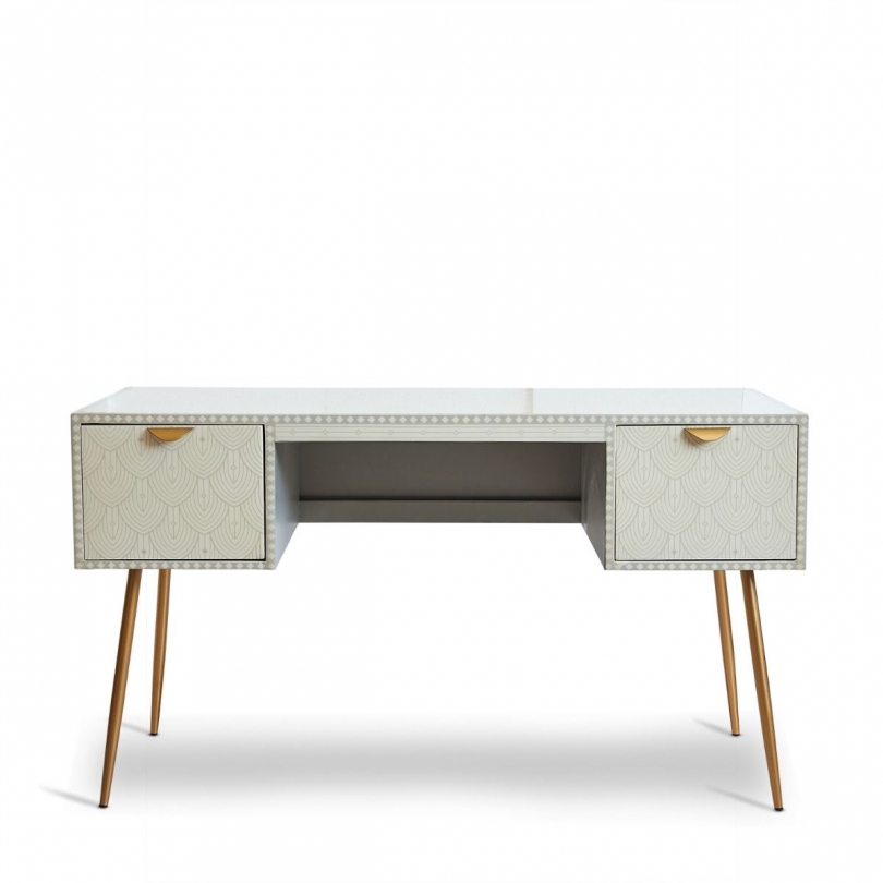 Bureau style Art-Deco blanc et or