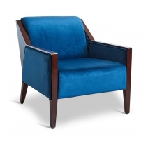 Fauteuil style Art-Deco Club velours bleu