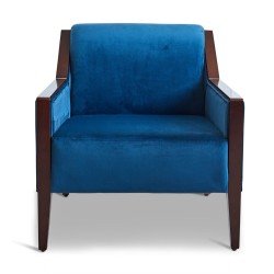 Fauteuil style Art-Deco Club velours bleu