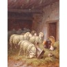 Tableau \"Montons et dindon\" signé A. NOWEY
