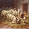 Tableau \"Montons et dindon\" signé A. NOWEY