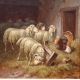 Tableau "Montons et dindon" signé A. NOWEY